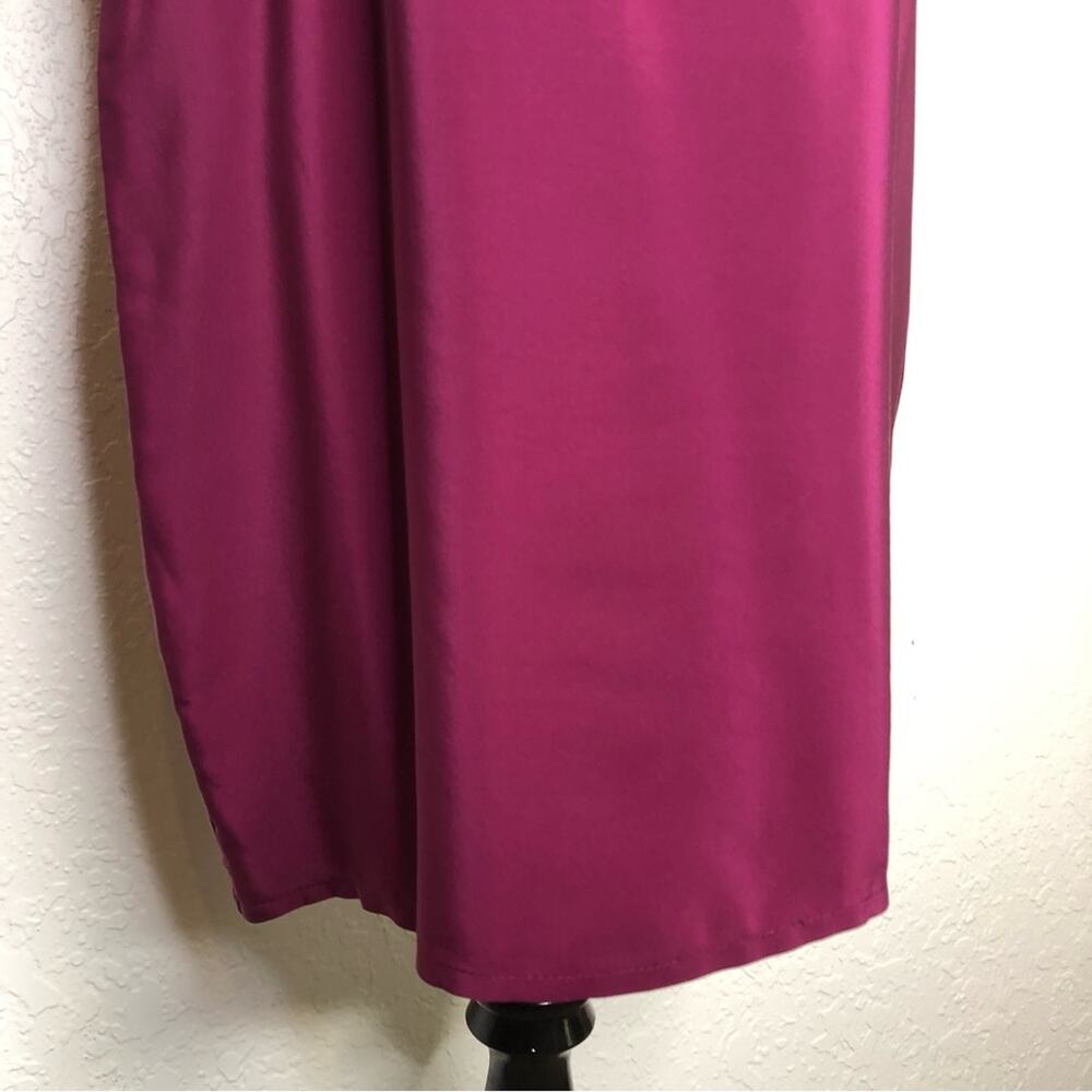 Amanda Uprichard magenta purple black faux leather collar silk dress size Medium - Picture 5 of 14